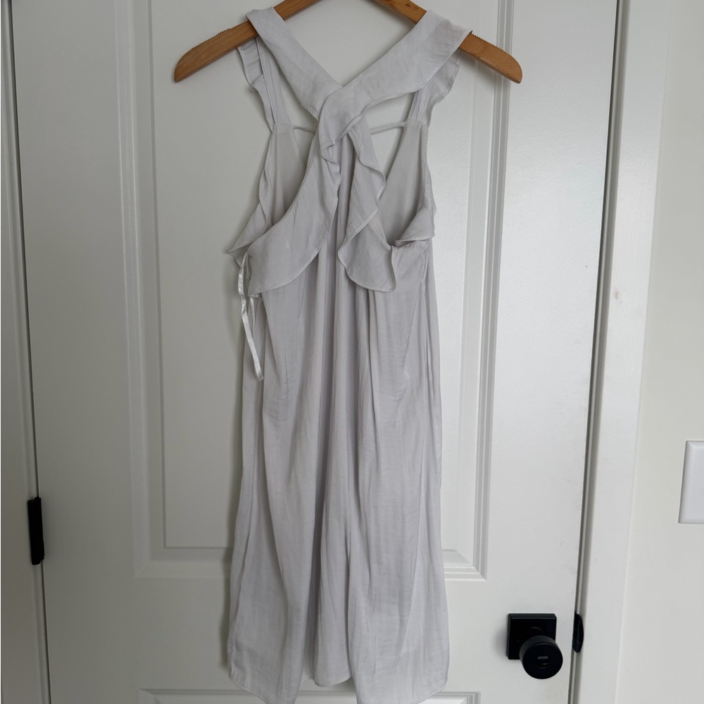 Mod On Trend Chic White Ruffle Halter Neck Mini Dress Small - Picture 3 of 5